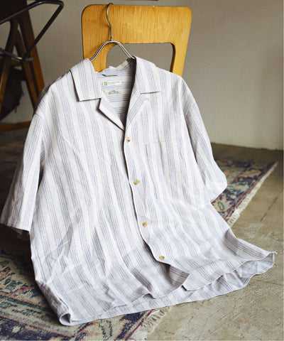 Your New Summer Go-To: The European Flax Blend Striped Open Collar Shirt