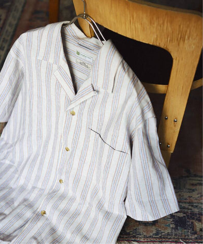 Your New Summer Go-To: The European Flax Blend Striped Open Collar Shirt