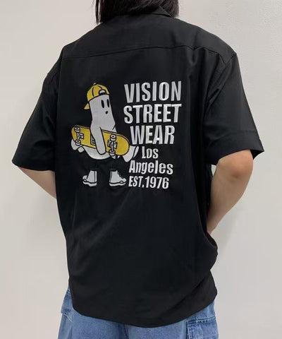 Vision Street Wear Oversized Ghost Skater Embroidered Shirt | Black