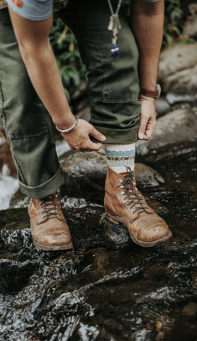 wonderland beige socks with red wing boots