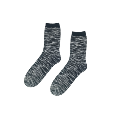 Zeon Charcoal Socks – dark grey marled cotton crew socks on white background