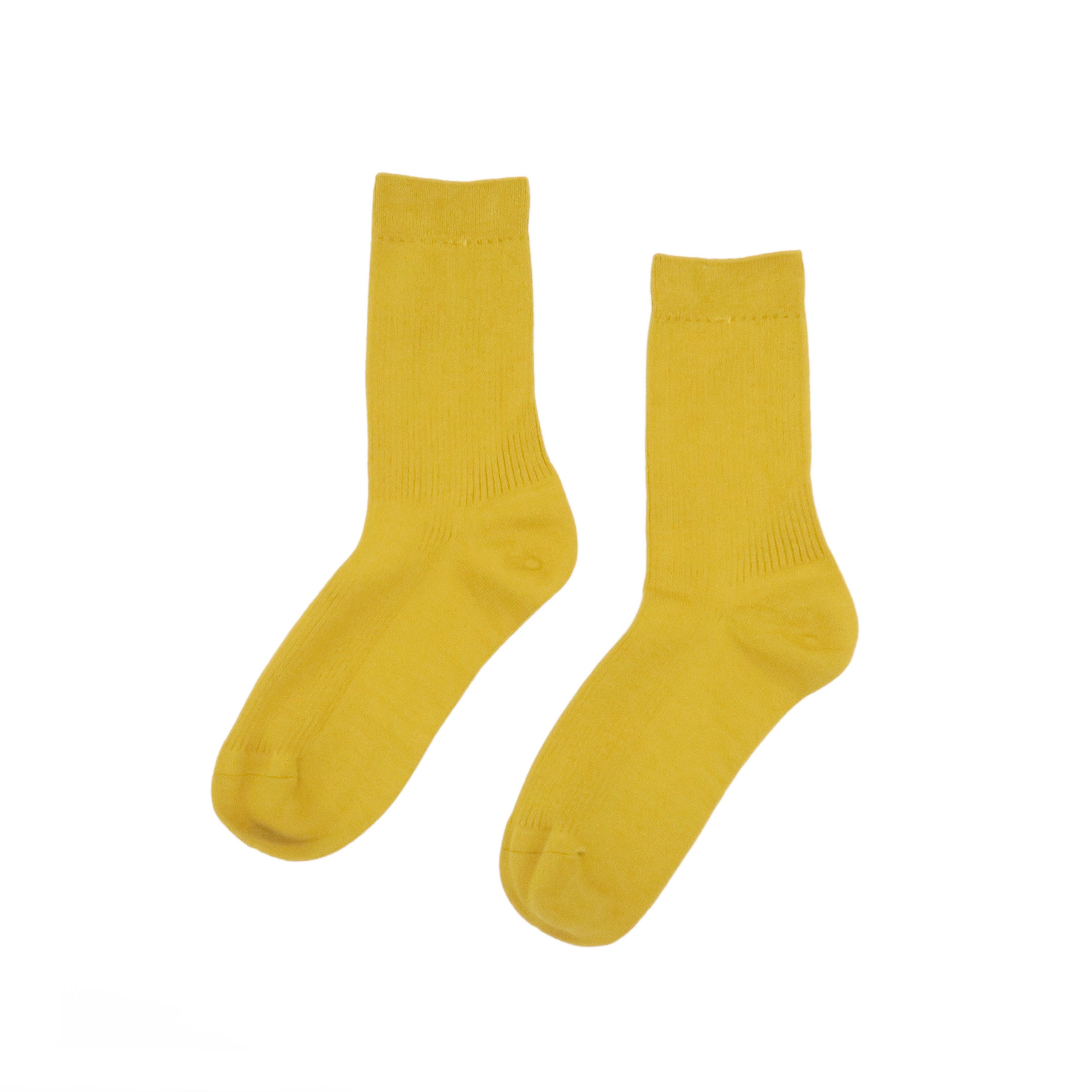 faye socks - mustard color japanese style cotton socks