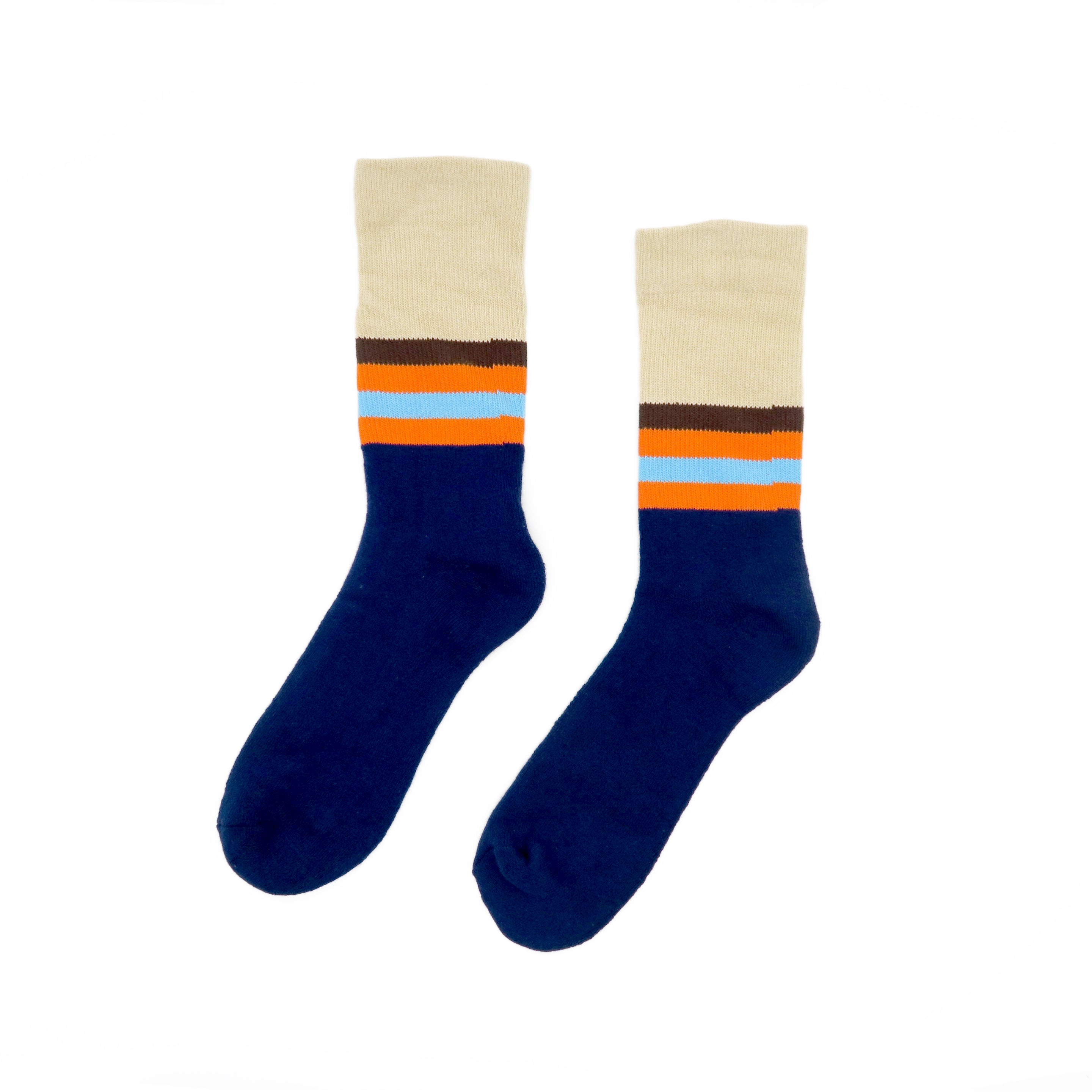 beige color old school striped sock