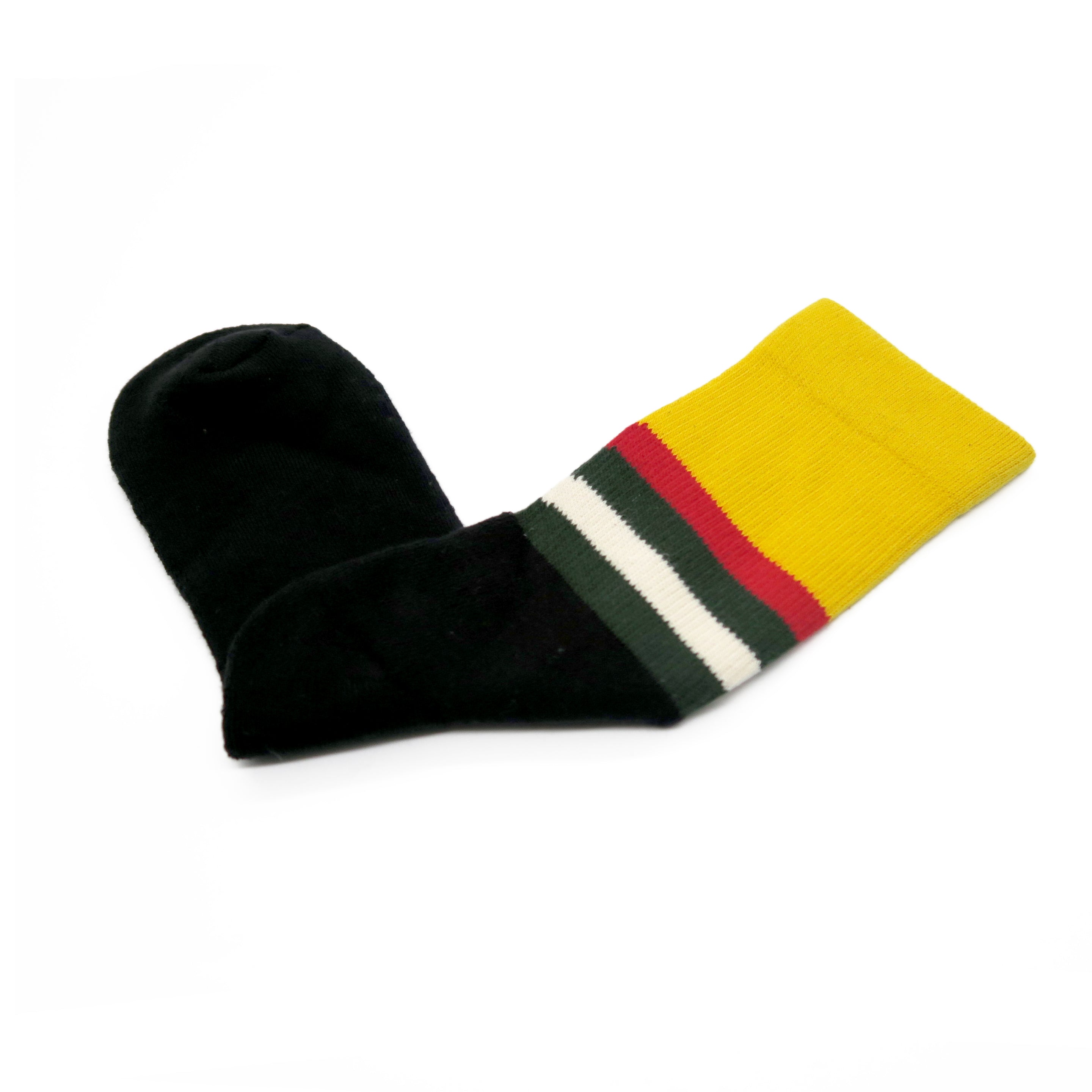 old school yellow black striped sock