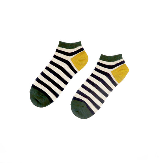 Stripe low socks - Green