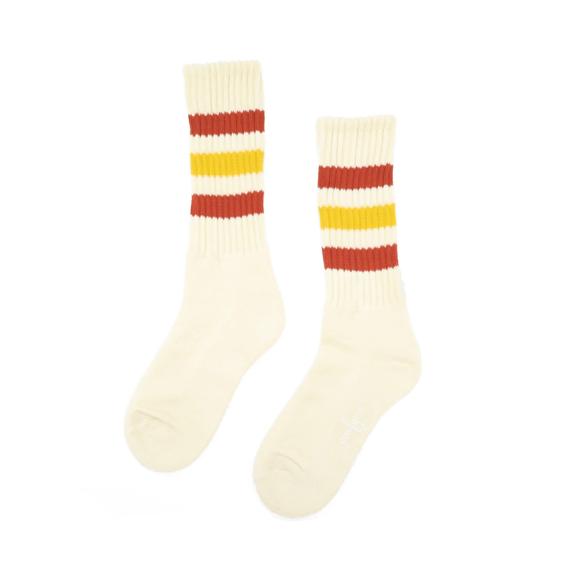 Old school sporty striped white socks - Red - Comfysocks
