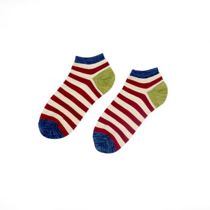 Stripe low socks - Red