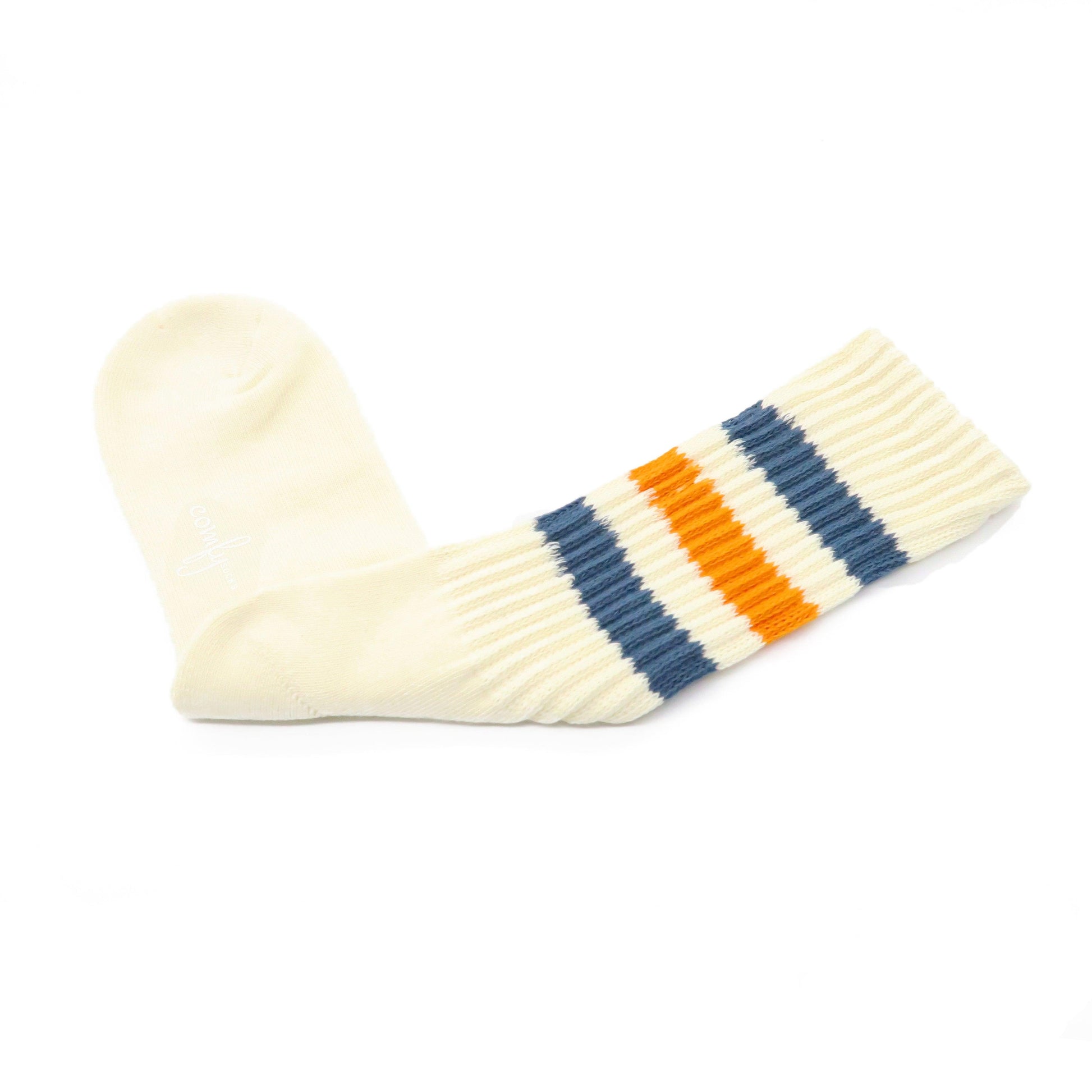Old school sporty striped white socks - Blue - Comfysocks
