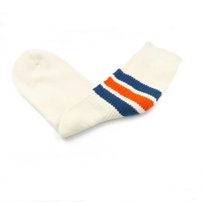Blue and orange sporty socks – crew knit design for men and women, EUR 37–43, product shot on white