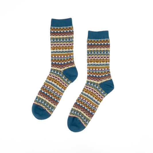 waterford socks - dark green and brown pattern sock